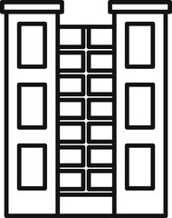 Poster - simple line drawing of a modern multi storey building facade with windows, suitable for architectura