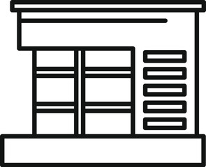 Poster - simple black and white icon of a modern commercial building with big windows