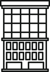 Poster - minimalist line art illustration featuring the facade of a modern city building with multiple window