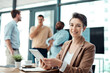 © DoneDeal/peopleimages.com - Portrait, tablet and business woman in office for research, email or information online. Face, finance manager and happy professional entrepreneur coworking on technology for profit report in company