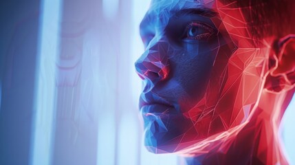 Digital Portrait in Red and Blue