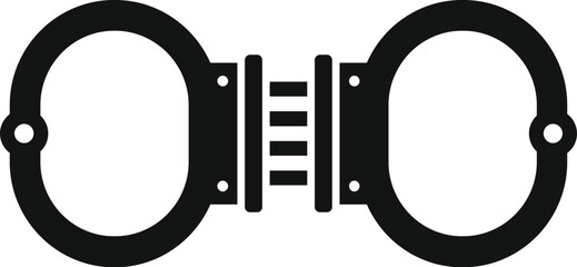 Sticker - Black silhouette of a pair of handcuffs closed with the typical teeth like locking mechanism