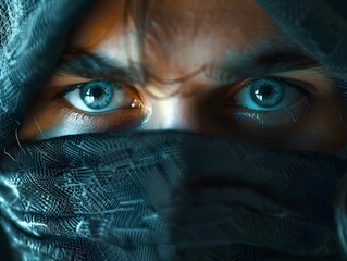 Poster - Obscured Face of an Intense Hacker Focused on Computer Screen