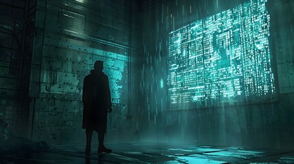 Poster - Hacker Accessing Top Secret Government Database with Classified Information Decryption