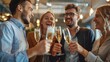 © R Studio - Team Celebration with Champagne: Commemorating Successful Project Completion and Achievements