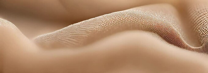 close-up view of beige fabric with delicate mesh texture