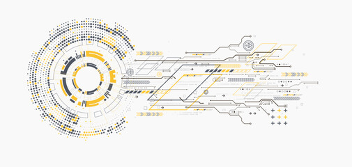 Leinwandbilder - Scientific and technological concept with the use of technical elements formed in the shape of a circle. Vector illustration.