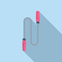 Poster - Pink skipping rope for fitness training icon, flat style, with long shadow