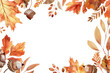 © Jenjira - Autumn-themed frame with colorful leaves and acorns, perfect for seasonal celebrations and fall invitations with ample space for text.