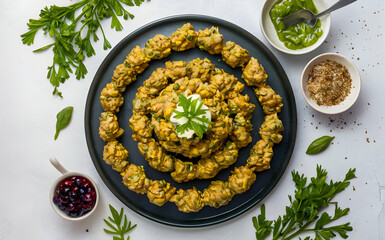 Wall Mural - Tapenade on a platter isolated clean white background