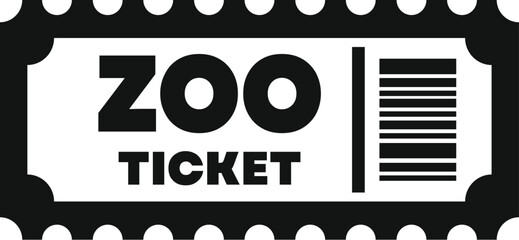 Poster - Simple black and white icon of a zoo ticket allowing entry