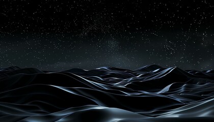 Wall Mural - A dark, serene desert landscape with soft dunes under a starry night sky, beautifully captured