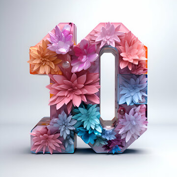 Origami paper flower font. 3d rendering. 3d rendering