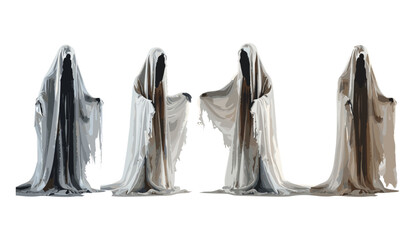 illustration of halloween ghost costume set sheet fabric, spooky ghost costume design, halloween fabric designs