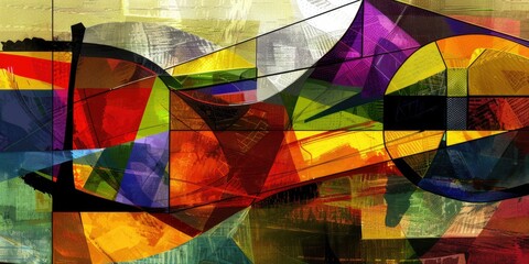 Wall Mural - Vibrant Abstract Geometric Art Composition