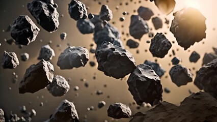 Poster - Asteroids Drifting in Space Generative AI