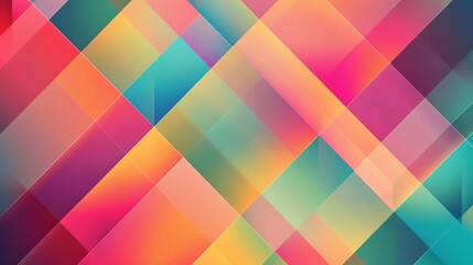 Poster - Geometric abstract background with colorful, overlapping squares.