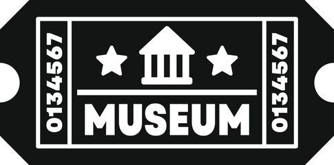 Poster - black and white icon of a museum ticket granting entry to an exhibition