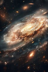 Wall Mural - Realistic shot of a beautiful galaxy with stars and nebulae in the background, and an infinite expanse of space. 