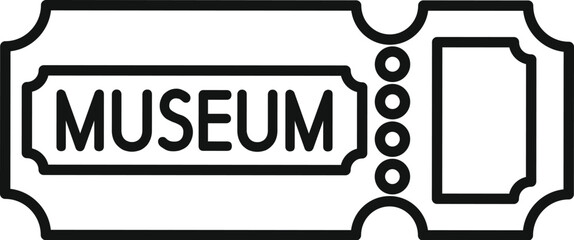 Canvas Print - Line art icon of a museum ticket granting access to art and history