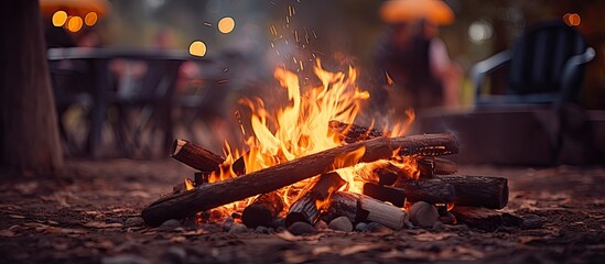 Canvas Print - closeup campfire. Creative banner. Copyspace image