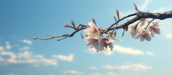 Fototapete - A parasitic flower that hangs from a tree. Creative banner. Copyspace image