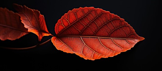 Poster - Orange and red single leaf detailed. Creative banner. Copyspace image