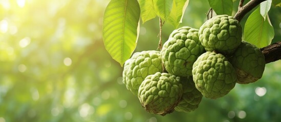 Aufkleber - Custard apple fruit that ripens on the tree. Creative banner. Copyspace image