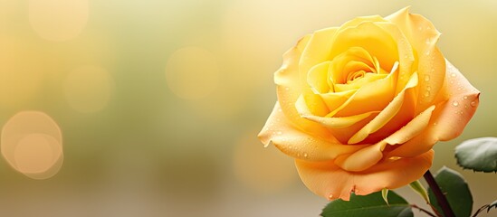 Poster - Yellow rose close up Soft blur background. Creative banner. Copyspace image