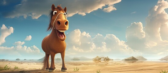 Funny horse. Creative banner. Copyspace image