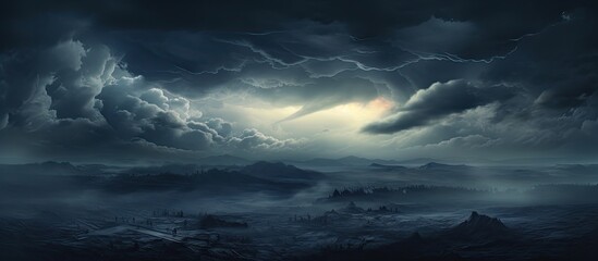 Aufkleber - Dramatic dark clouds ahead of the storm Dark clouds before the storm Rainy weather and the sky foretelling a storm. Creative banner. Copyspace image