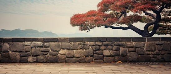 Poster - The stone wall of Kanazawa castle. Creative banner. Copyspace image
