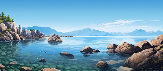 Wall Mural - Rocks and Water. Creative banner. Copyspace image