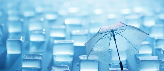 Poster - Ice cube with umbrella. Creative banner. Copyspace image