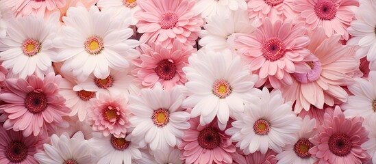 Poster - Daisy pink and pink background. Creative banner. Copyspace image