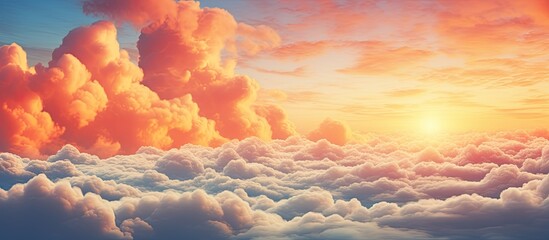 Poster - beautiful cloudscape on the golden hours. Creative banner. Copyspace image