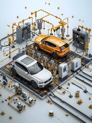 Poster - futuristic of electric vehicles charging from a microgrid system in a smart city
