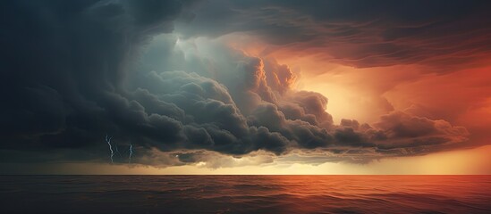 Aufkleber - A nearby storm in the sunset. Creative banner. Copyspace image