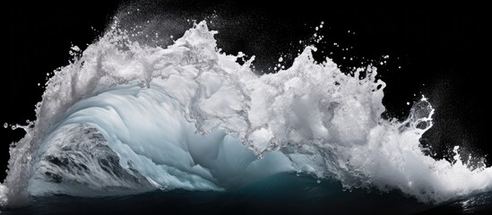 Poster - sea wave with foam isolated on black background High quality photo. Creative banner. Copyspace image