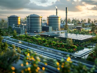 Poster - a futuristic industrial zone powered by cutting edge microgrid technology