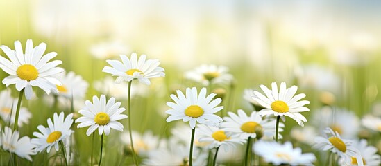 Aufkleber - field of daisy flowers. Creative banner. Copyspace image