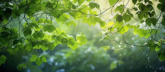 Aufkleber - The Soft sunlight is passing through the luscious green canopy. Creative banner. Copyspace image