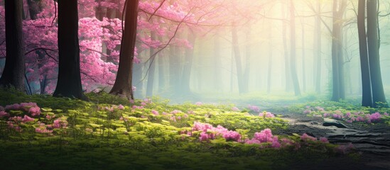Aufkleber - Forest in spring. Creative banner. Copyspace image