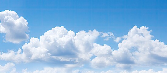 Poster - White clouds on blue sky. Creative banner. Copyspace image