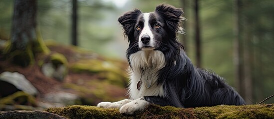 Poster - Portrait of a dog in nature. Creative banner. Copyspace image