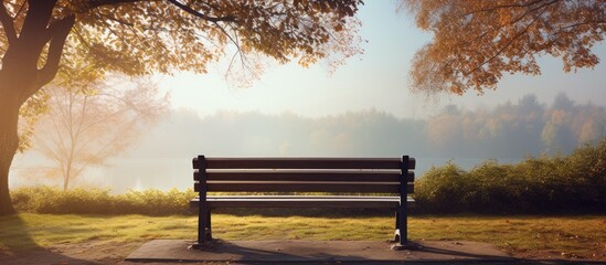Wall Mural - the bench in the park. creative banner. copyspace image