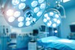 © Jelena - surgical precision blurred blue operating room with bright lights cold tones medical abstract background