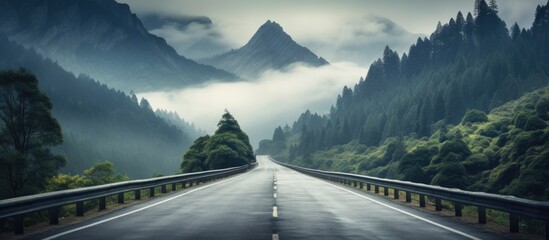 Poster - Empty car road in nature. Creative banner. Copyspace image
