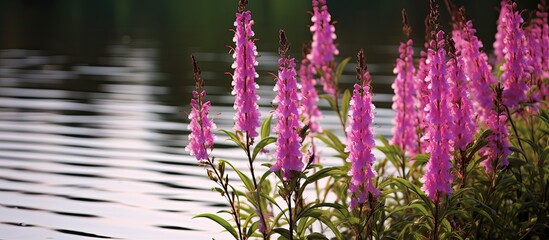 Wall Mural - Lythrum salicaria. Creative banner. Copyspace image