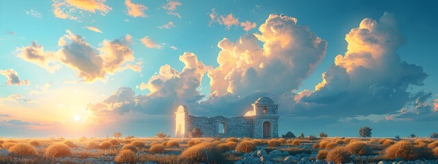 Poster - microgrid powering a historic monument at sunset